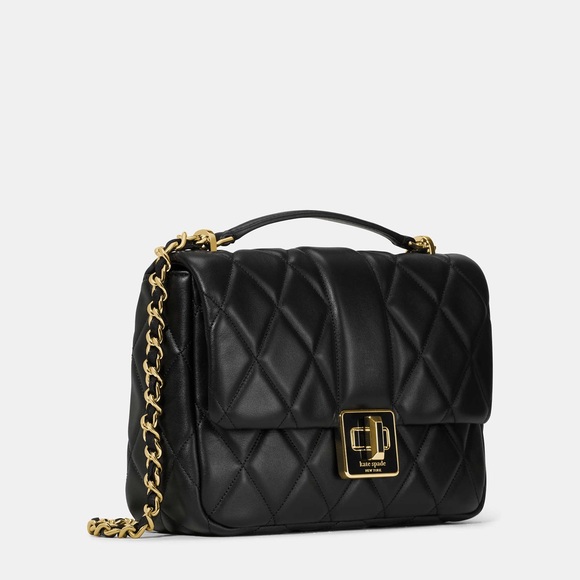 ♠️kate spade Carey Quilted Small Flap Crossbody, Black NWT - Picture 3 of 6